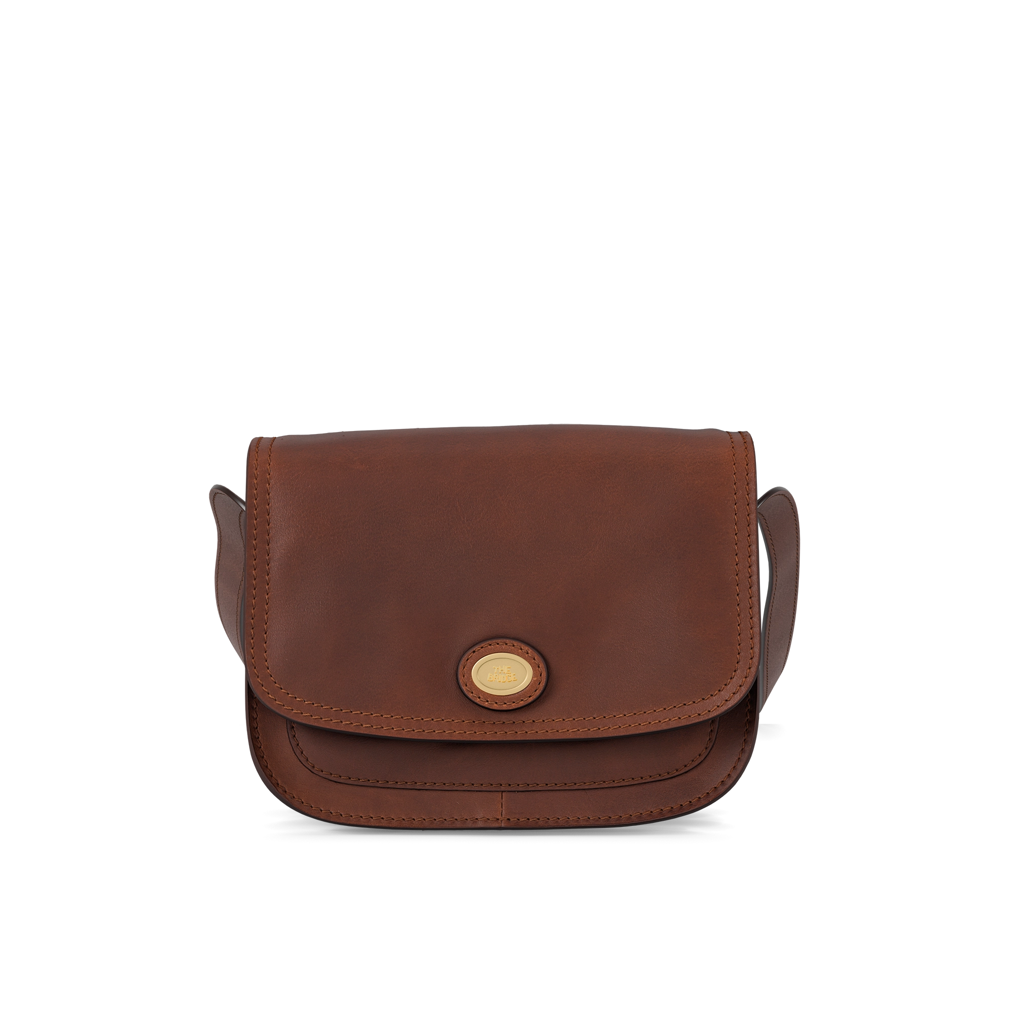 Leather crossbody bag BROWN/GOLD | The Bridge