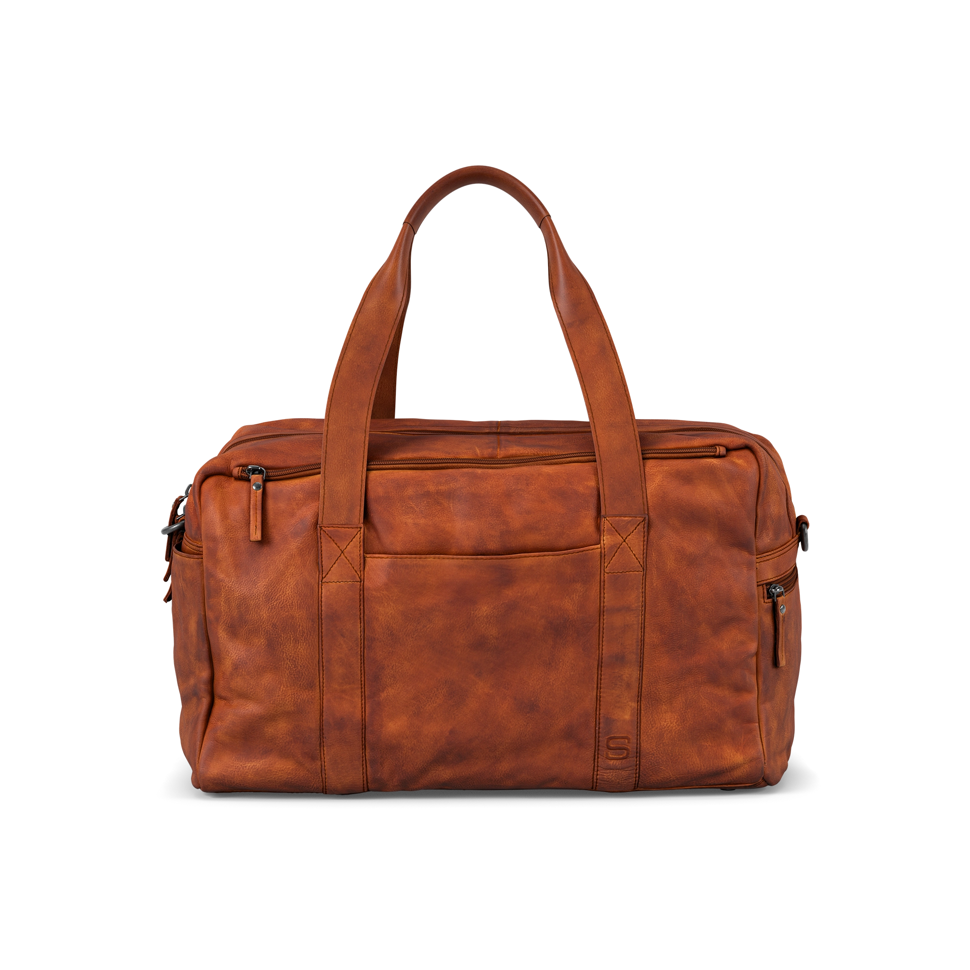 Leather Weekend Bag - 17 inch - Brian - Brandy Cognac | Spikes